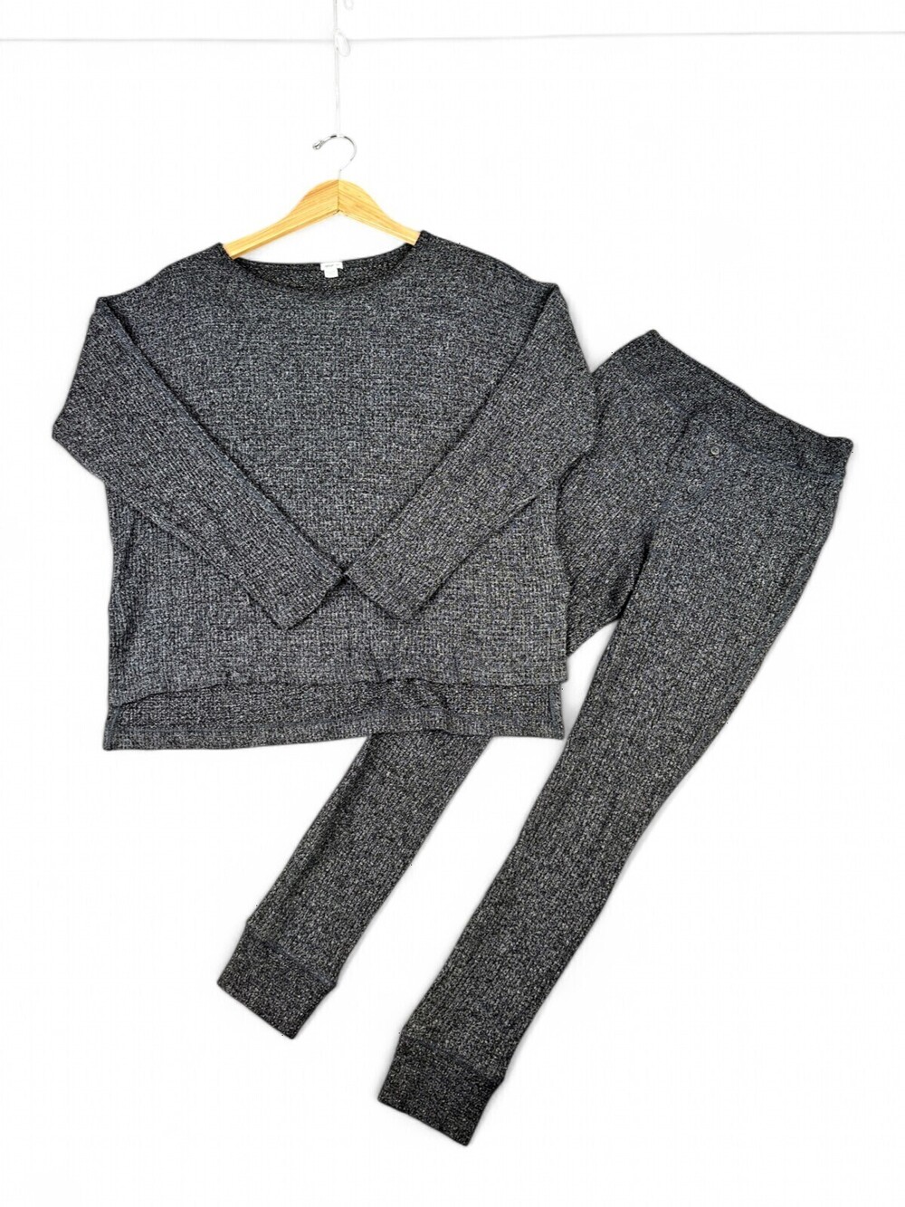 Aerie 2-Piece Ribbed Loungewear Set Women's S Charcoal